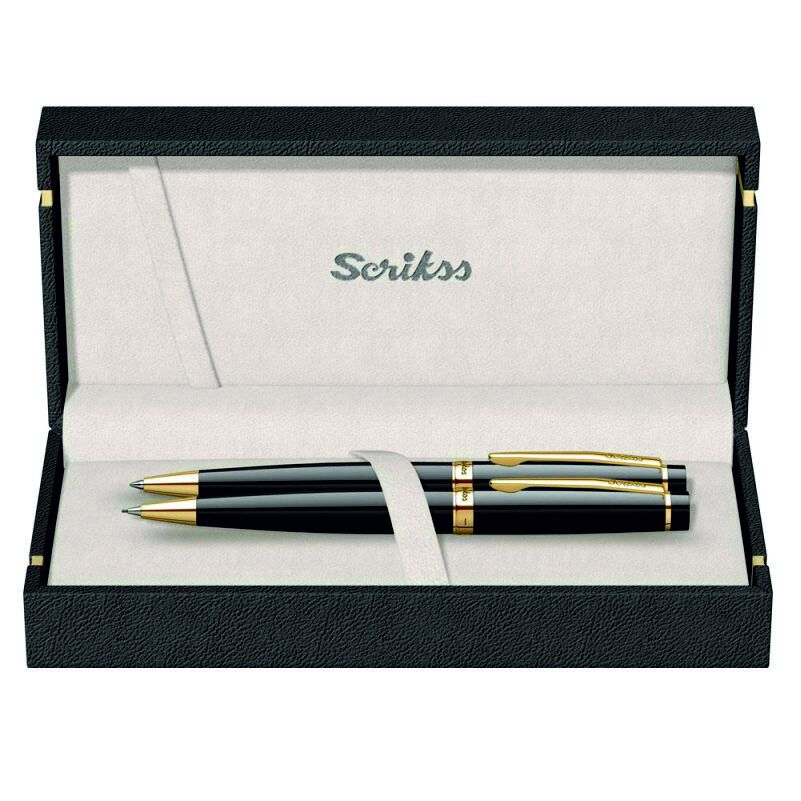Scrikss Takım Kalem Dolma+Tükenmez Siyah Altın 38