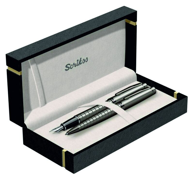 Scrikss Takım Kalem Dolma+Tükenmez Karbon Gri 38