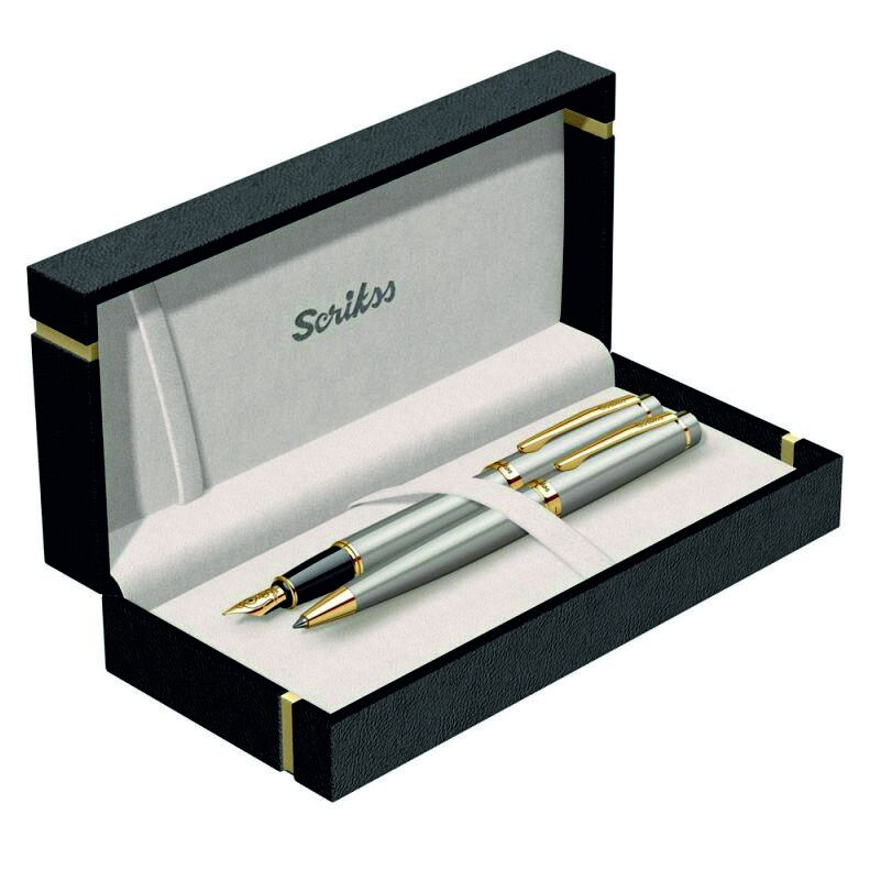 Scrikss Takım Kalem Dolma+Tükenmez Saten Altın 38