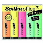 SCRIKSS OFFICE FOSFORLU KALEM SH712 PASTEL KARIŞIK RENK 5 Lİ SET