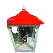 Sokak Lambası, Kırmızı-Beyaz Şeritli - Kar Fıskiyeli, Işıklı, Müzikli, 160 cm