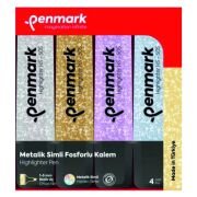 Penmark Fosforlu Kalem 4 Lü Karışık Renk Simli