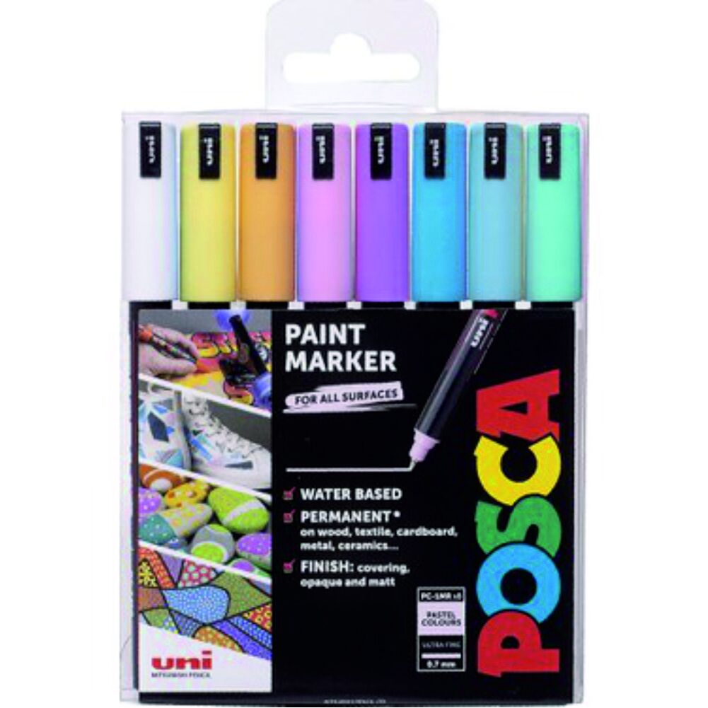 Uni-Ball Markör Boyama Posca Su Bazlı 0.7 MM Anarenk 8 Li